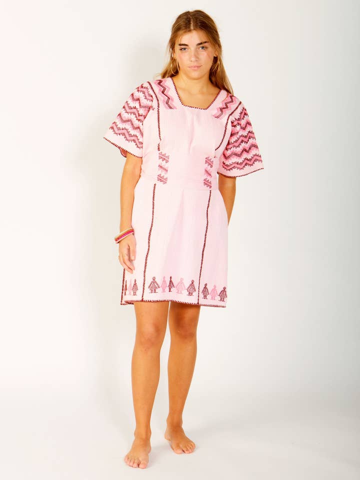 Short Three Panel Huipil with Belt for wholesale by El Shoppo