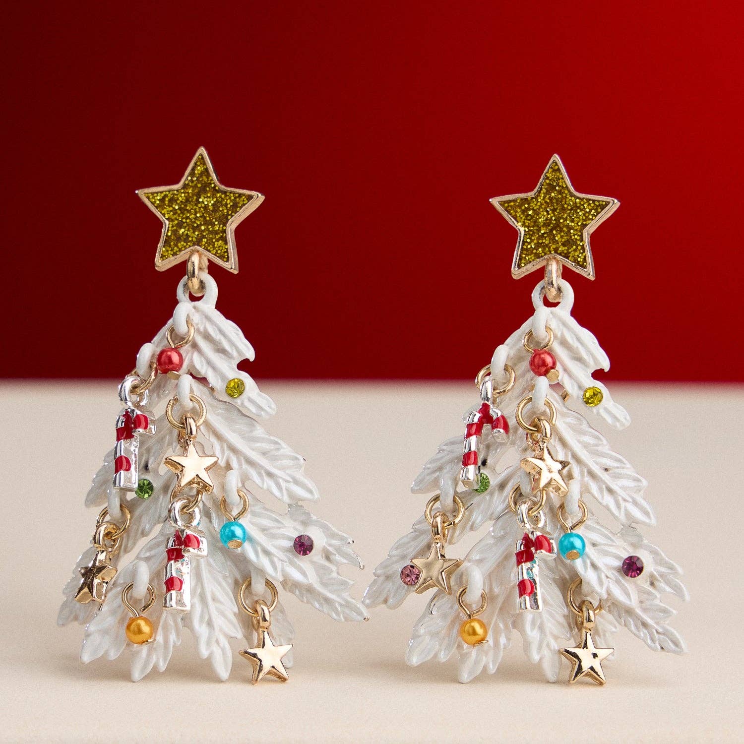 Frem - Wholesale Dangle Earrings - Holiday Christmas Tree Enamel Drop Earrings with Titanium Post0