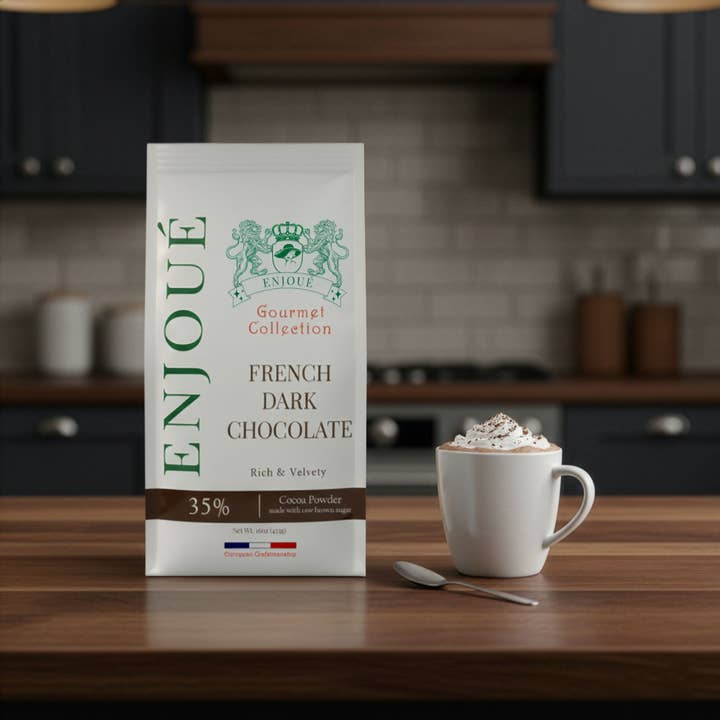 Enjoue Gourmet French Dark Chocolate Powder 16oz/453g for wholesale by Enjoy Better Coffee & Tea