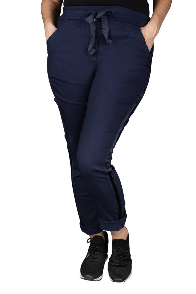 TINA Stephens Italy/Tees By Tina - Vendita all'ingrosso Pantalone - Donna - Pantaloni da smoking a righe in raso Kendyl (PL136)8