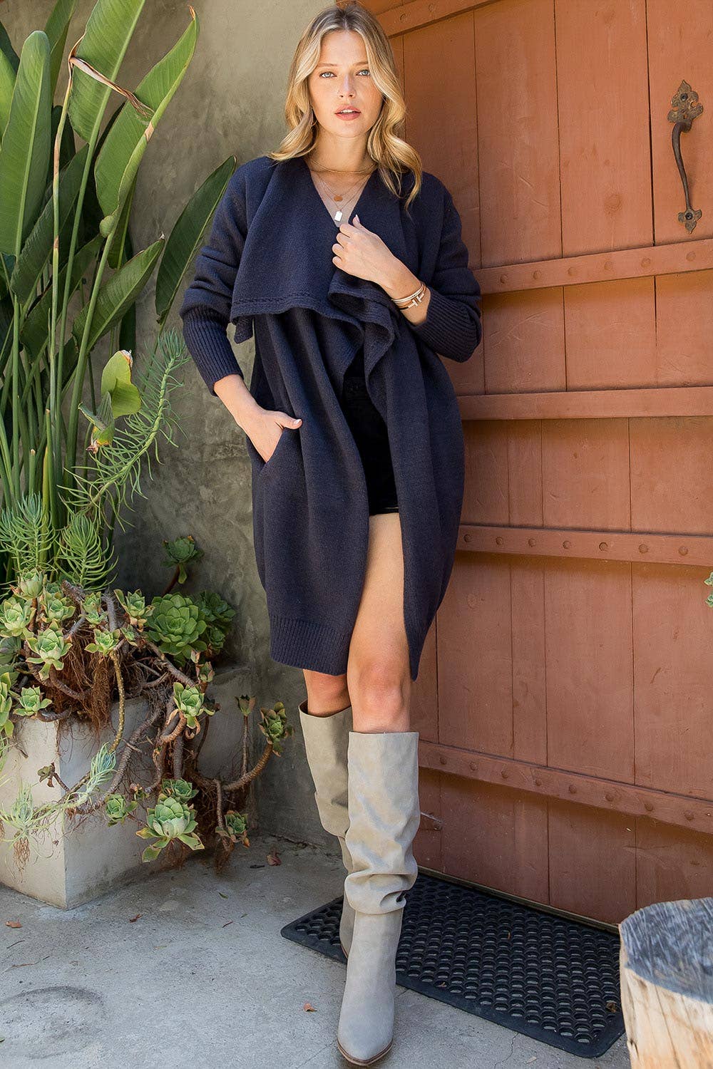 Sweet Lovely by Jen – Engroshandel Cardigan - Dame – BLØD STRIKTRØJE MED ÅBEN FRONT LANG CARDIGAN50