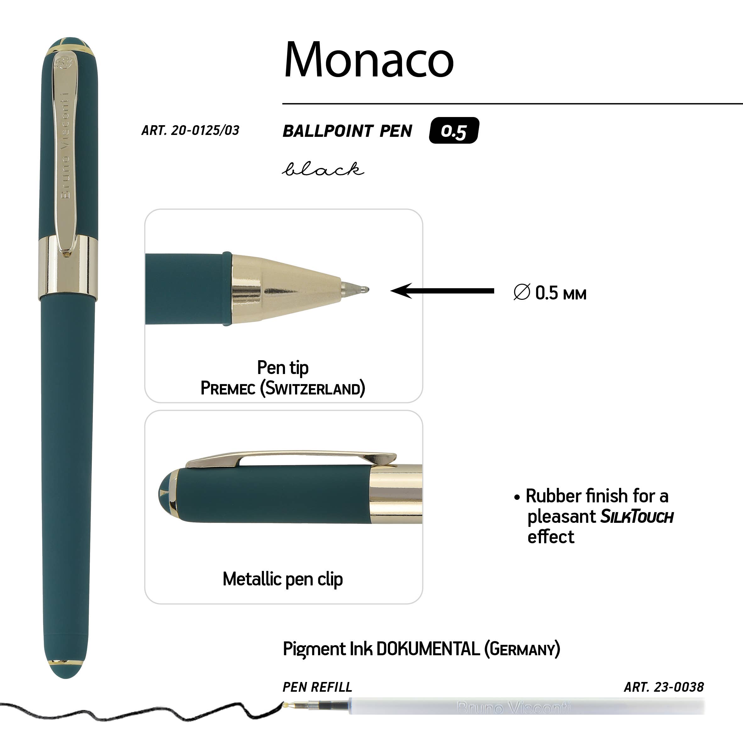 BV by Bruno Visconti - Wholesale Pen - Forest Green Monaco Fine Point Soft Touch Pen, 0.5mm3