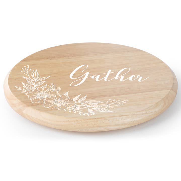 "Gather" Rubber Wood Lazy Susan Turntable 14" for wholesale by CounterArt/Highland Home/Thirstystone/CoasterStone