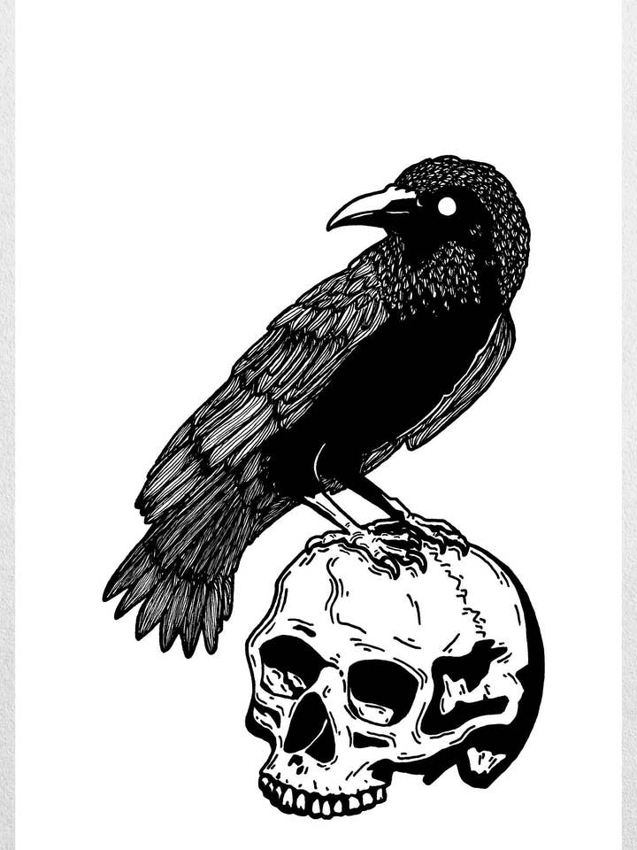 Raven on Skull - Kunstdruck-Poster für den Großhandel von MechanicalPen