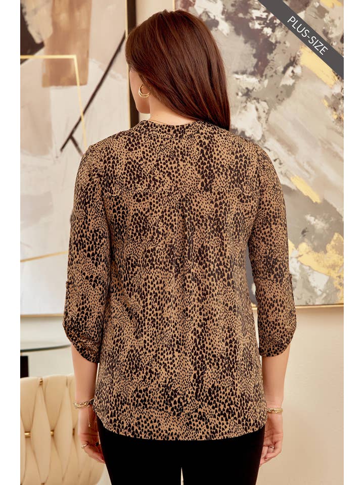 OLIVE PLUS SIZE Wrinkle Free Fun Print All Over Top LIZZY-V0145P for wholesale on Faire