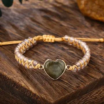 Labradorite Heart Handwoven Bracelet for wholesale by Gemcohub