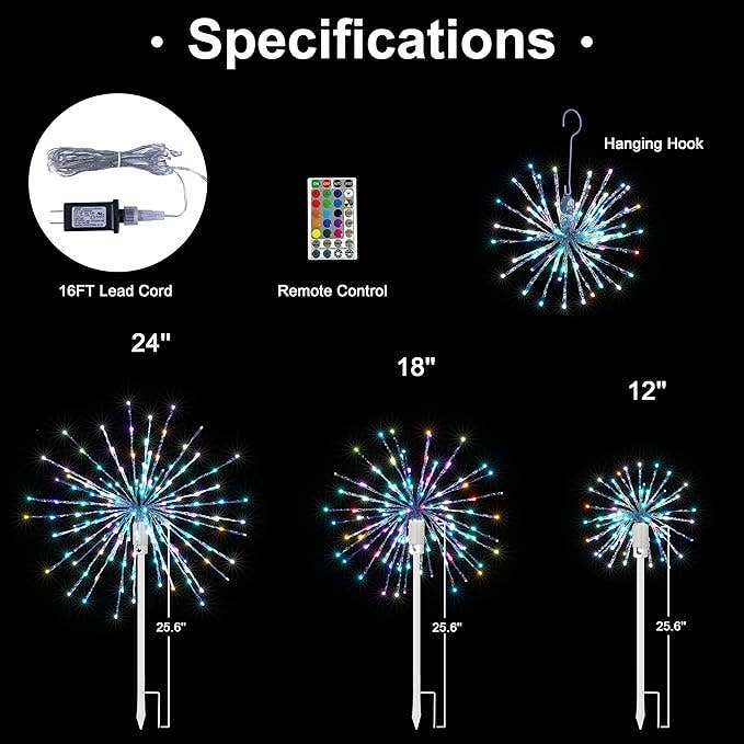 LIGHTSHARE - Wholesale Outdoor/Lawn Light - Starburst Light Lighted Ball LED Firework Lights White Twink29