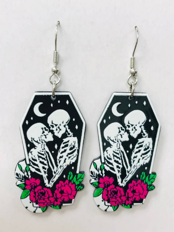 Valentine Lover Skeleton Horror Earrings Halloween for wholesale by SimpleNGreat
