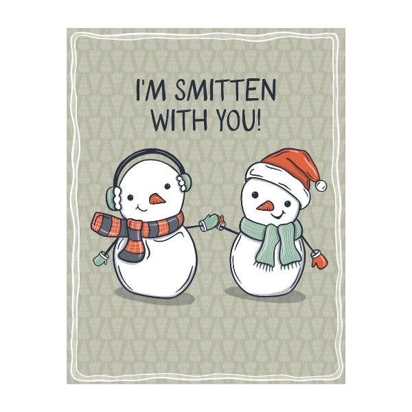 Winter Love Card – I’m Smitten With You Snowman Greeting Car for wholesale by Mollie Hendrick Design