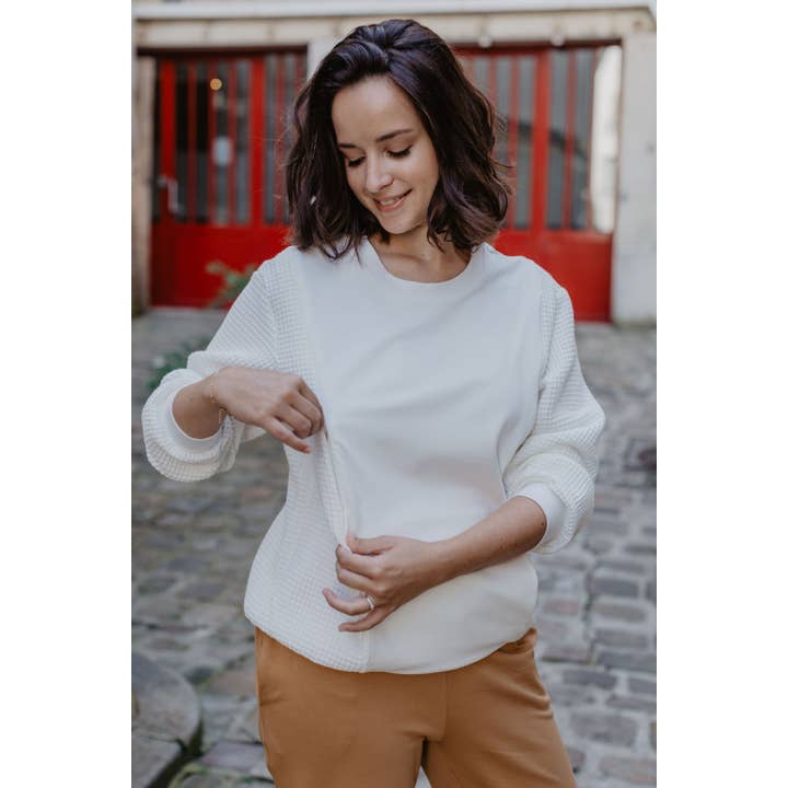 POLINA - Wholesale Nursing Top - Maternity - Julia maternity and nursing sweatshirt ecru3