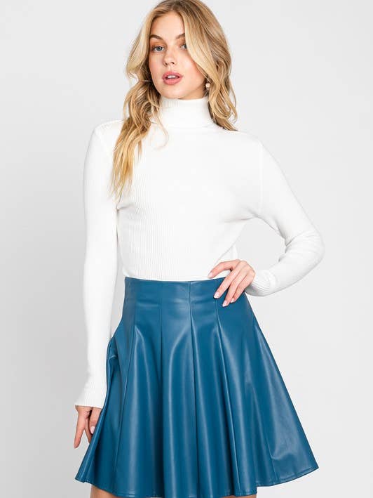 PU LEATHER PLEATED MINI SKIRT - FS80274 for wholesale by Calista