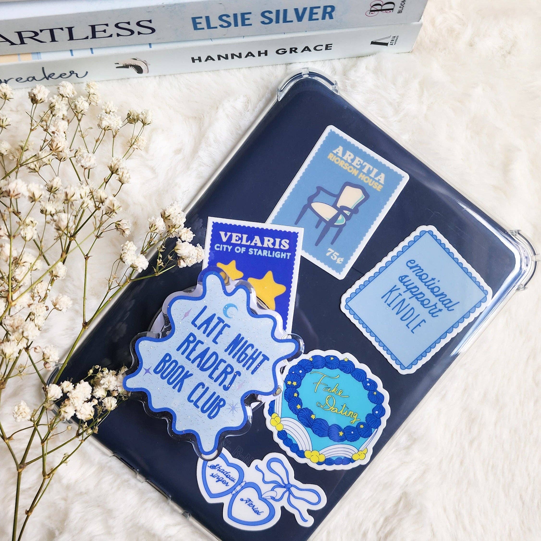 The Bean Workshop - Wholesale Phone/Tablet Stand - Late Night Readers Book Club Glitter Magnetic Kindle Grip or Phone Holder0