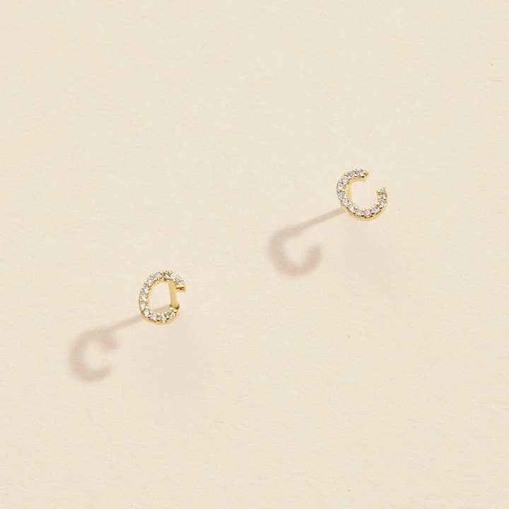 Lilla Haven - Wholesale Stud/Post Earrings - Initial Letter Stud Earrings – 12 Pack Bundle in Gold or Silver6