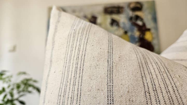 Miliva Home Store – wholesale Throw pillow cover – Striped Linen Throw Pillow, Boho Neutral Cushion, Fall Decor1