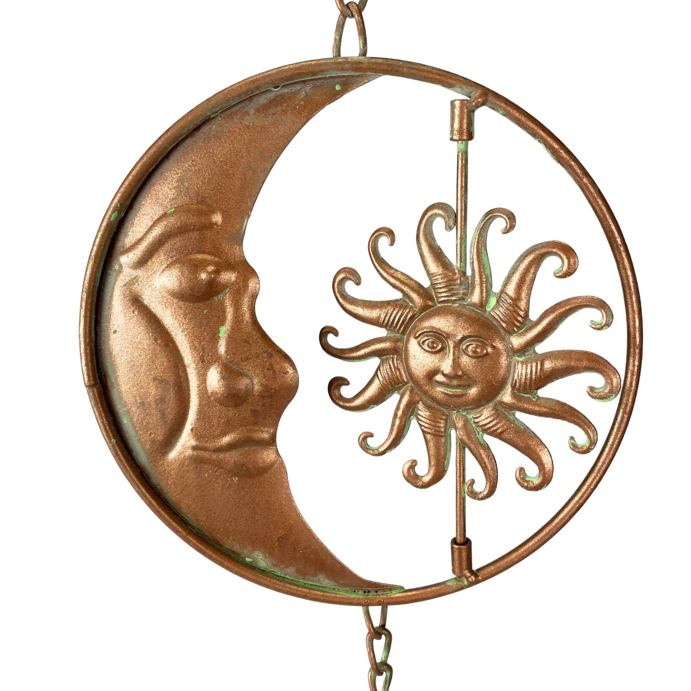 Zeckos - Wholesale Outdoor Ornament/Decor - 80-Inch Metal Rain Chain with Celestial Crescent Moon & Sun4
