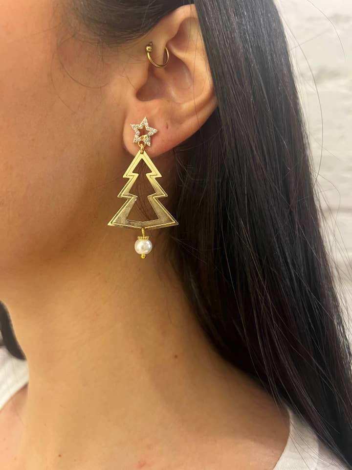 Orecchini albero di Natale e Stellina in Strass e Perla per la vendita all'ingrosso da parte di DITTA Alessandra Avallone