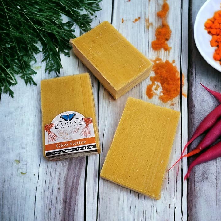 Standard Soap - Glow Getter (Carrot, Turmeric & Honey Facial Soap) for wholesale by Evolve Botanica