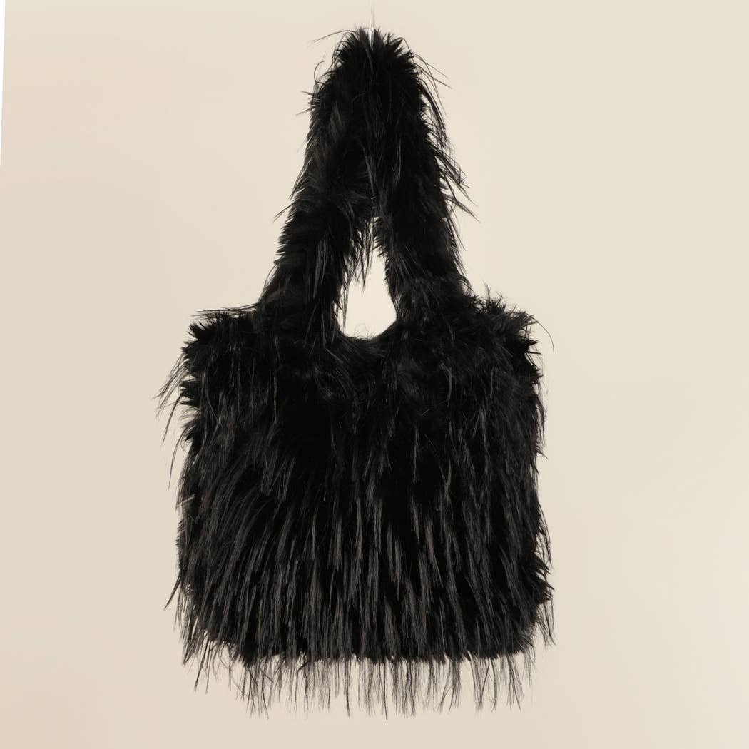 Fashion City - Wholesale Tote Bag - Unisex - Fluffy Faux Fur Tote Solid Color Shoulder Handbag1