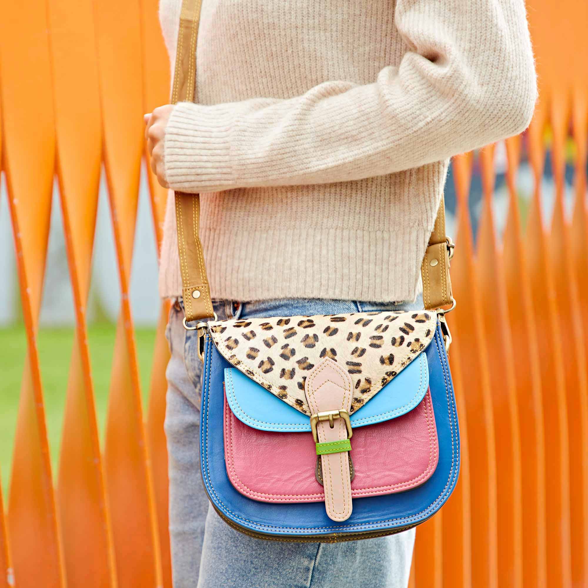 The Paper High Gift Company Limited - Wholesale Crossbody Bag - Women's - Recycled Leather Multicoloured Crossbody Bag - Handmade1