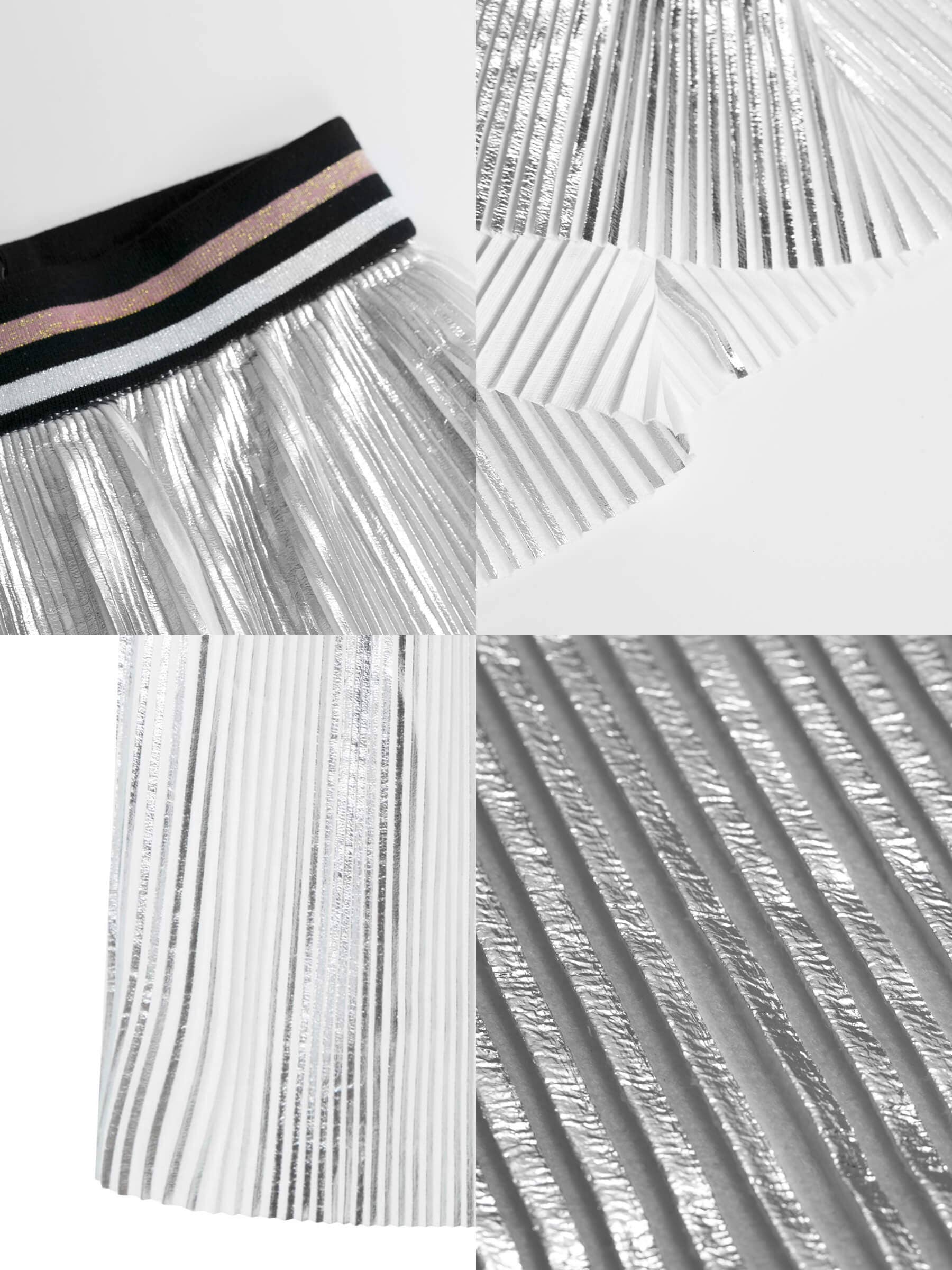 Silver Metallic Pleated Mid-Length Skirt for wholesale on Faire1