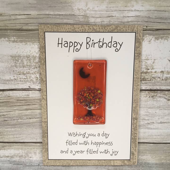 Happy Birthday-Greeting Card /Removable Suncatcher for wholesale by Glimmer Glass Gifts
