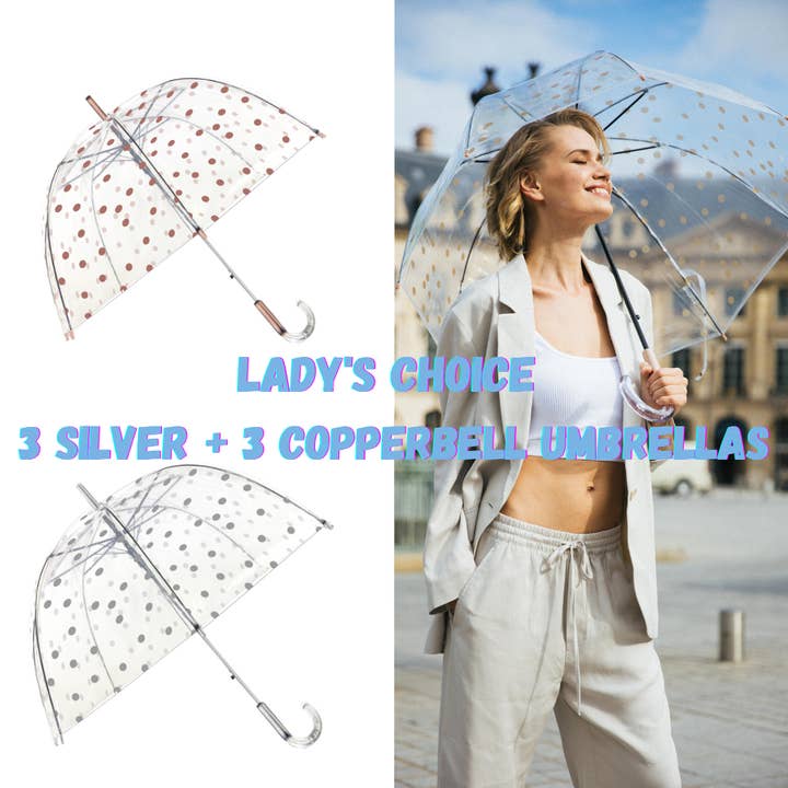 Copper and Silver Polka Dot Umbrella for wholesale by SMATI