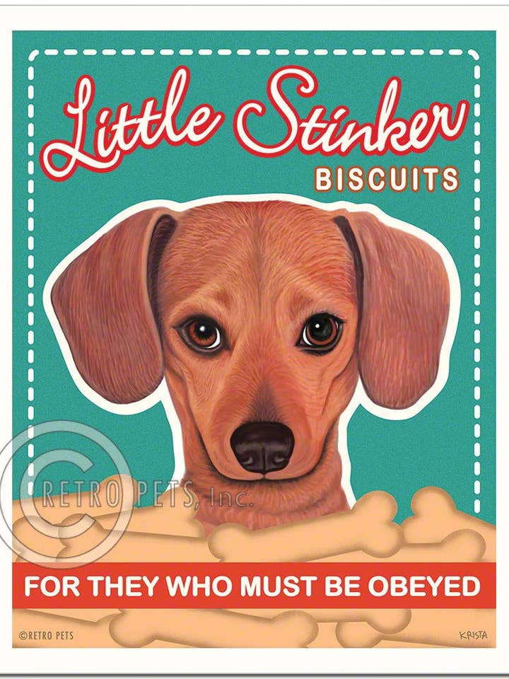 T-117 8x10 Art Print, Dachshund "Little Stinker Doxie" for wholesale by Retro Pets