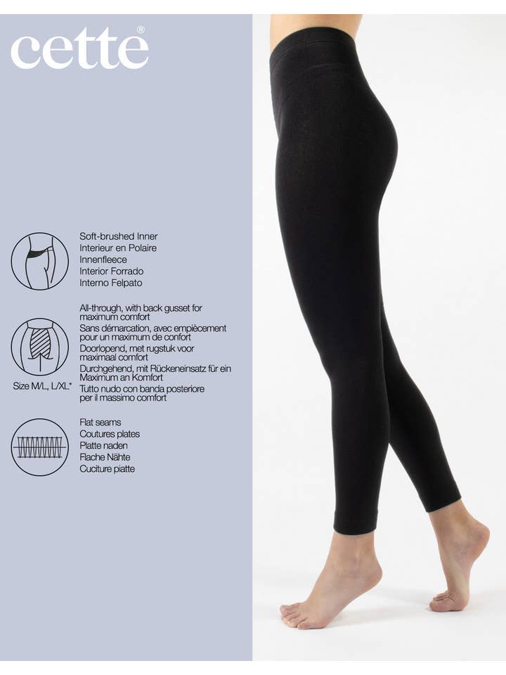 Black Thermal Footless Tights 300 den, Fleece inner, Opaque Tights for wholesale on Faire