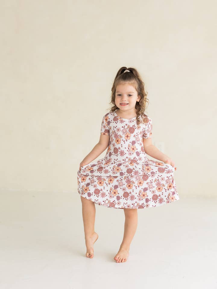 Autumn Bloom (Ribbed) | Bamboo Twirl Dress for wholesale by Baylor Moon