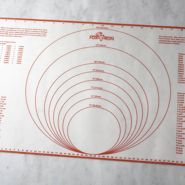 Fox Run Brands – Engroshandel Bageplade/-måtte – Fox Run silikone bagemåtte med mål, 23,25" x15,25"6
