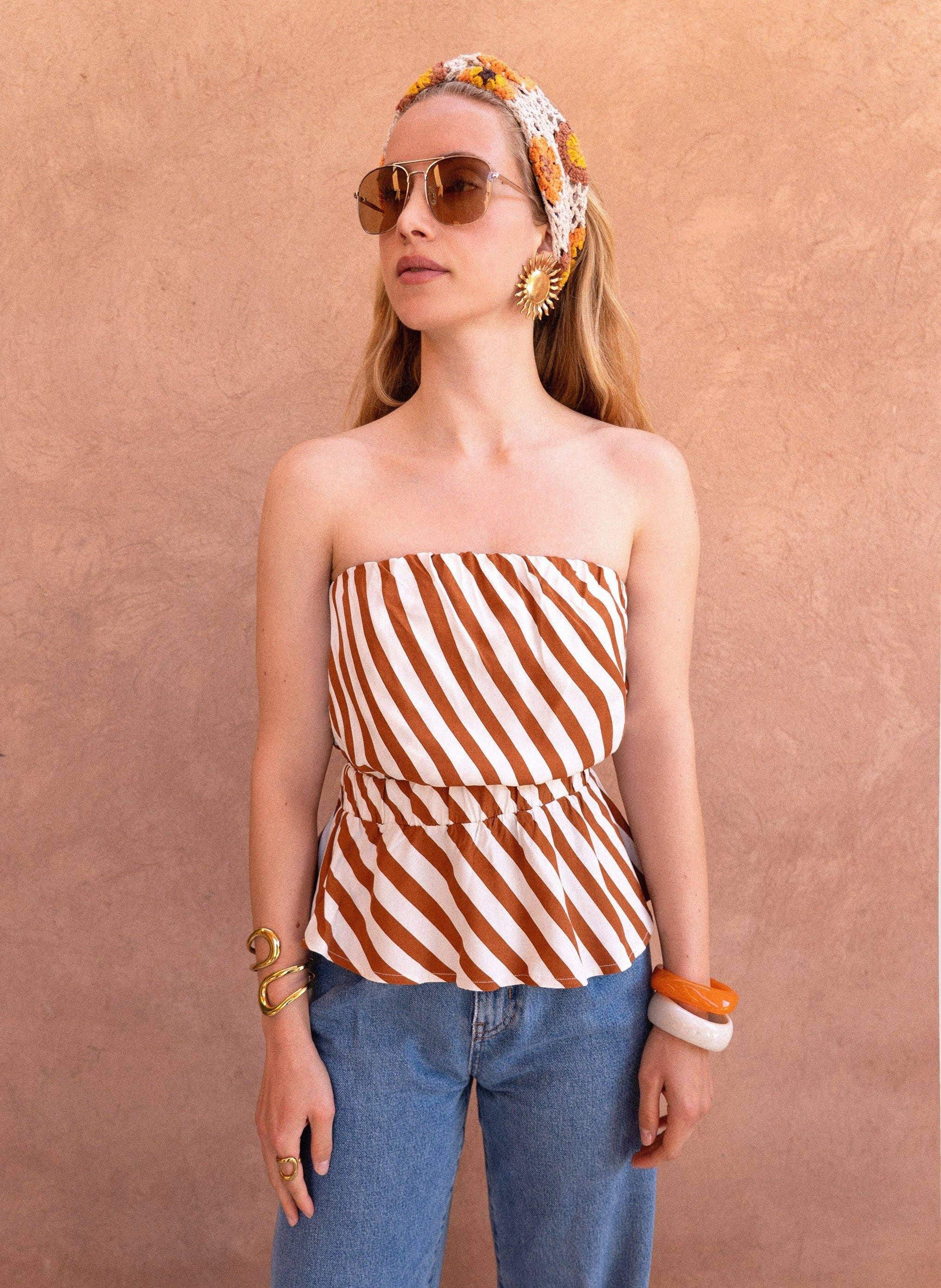 An'ge – wholesale Blus - Dam – Kitry tubtopp i liten karamellfärg1