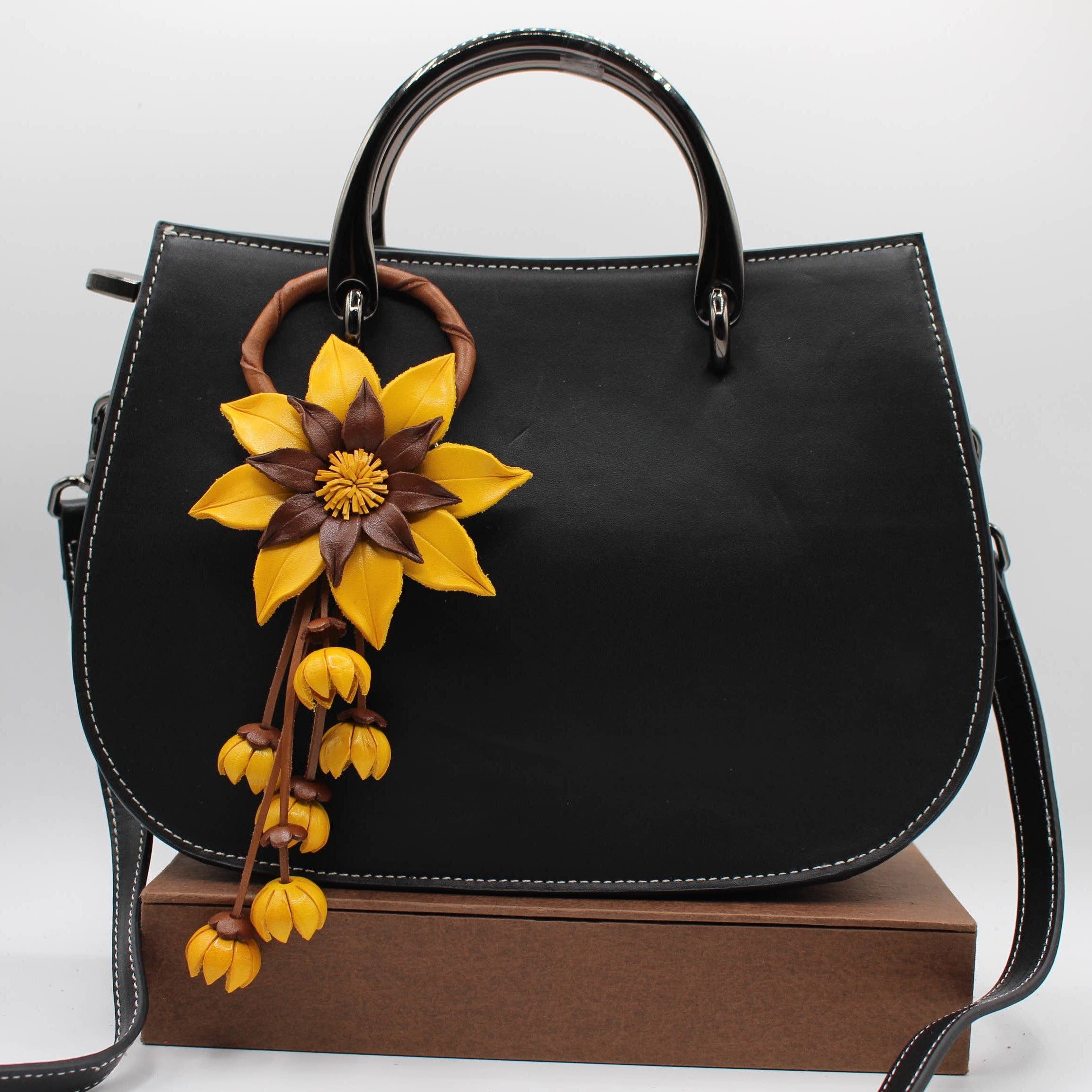 Sunflower Handmade leather inc - Wholesale Purse Hook/Hanger - Women's - Leather flower key chain bag charm purse charm7