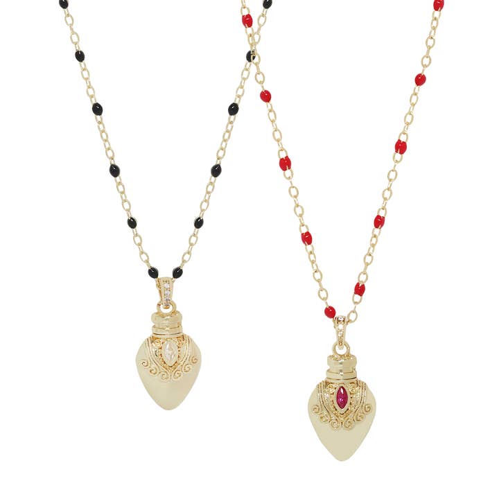 Enamel Apothecary Potion Bottle Charm Necklace for wholesale by The Gilded Witch