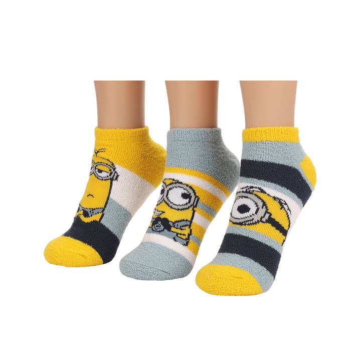 Minions Stewart, Kevin and Bob Womens Ankle Socks 3 Pack for wholesale by Bioworld Merchandising
