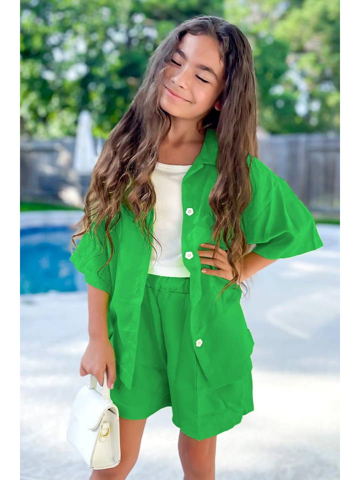 Cutie Patootie Clothing - Wholesale Top & Short Set - Kids - GKSS-23-3058B Girl's 3 pc Short Set w/ Flower Buttons4