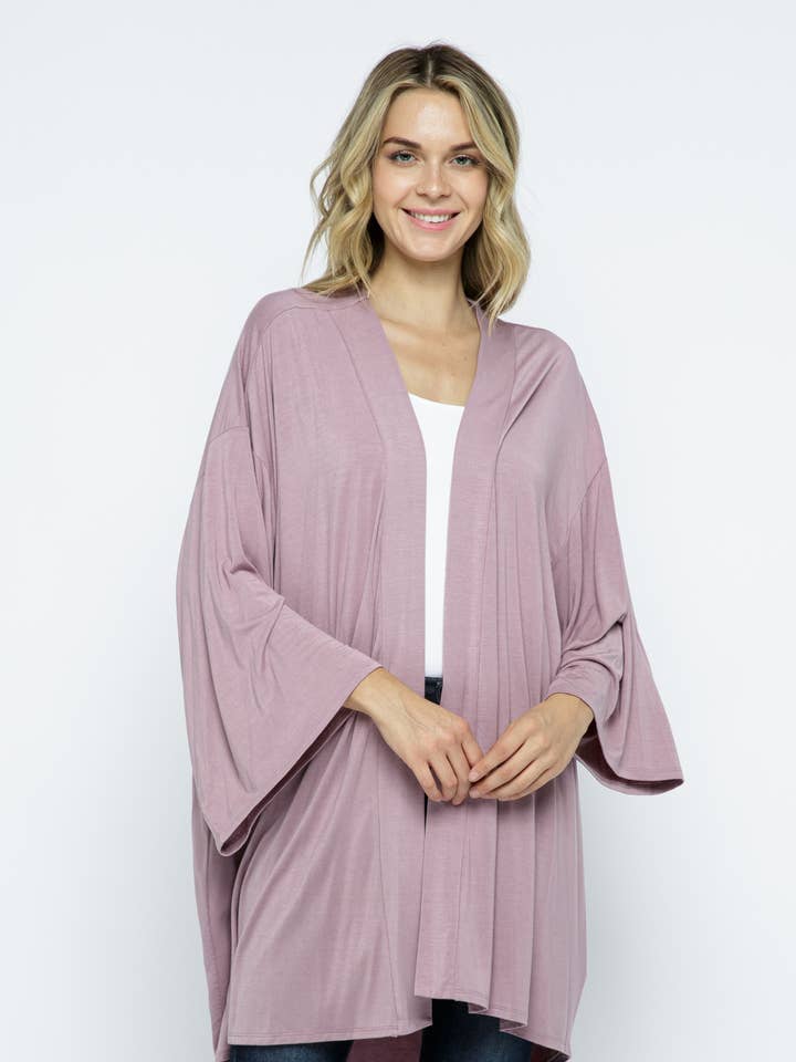 Veste légère drapée haute basse kimono pour la vente par Bloidy
