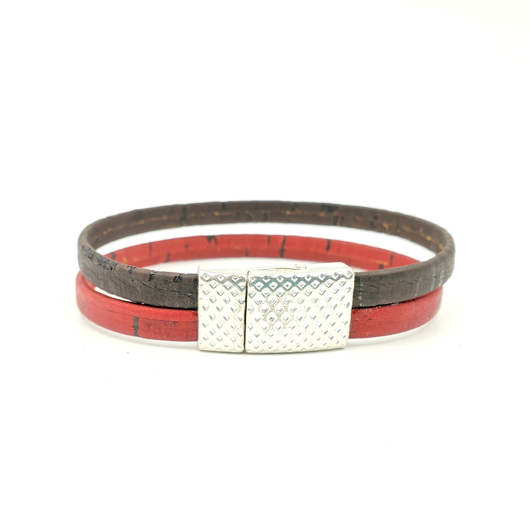 Gem Lounge Jewelry - Wholesale Bangle Bracelet - Red & Brown Cork Thin Magnetic Bracelet1