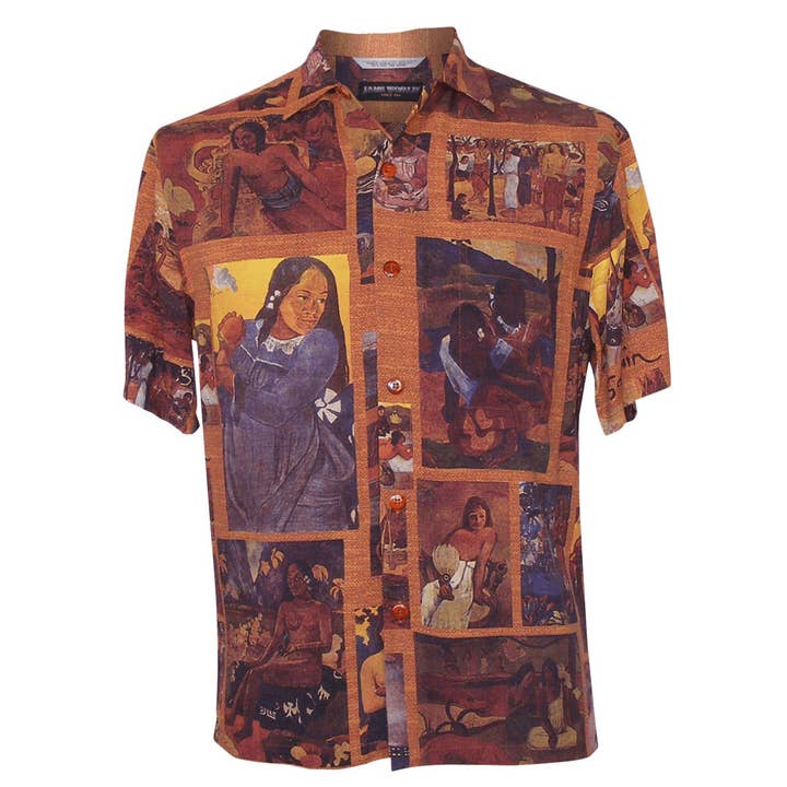 2000's Men's Retro Rayon Shirt - Gauguin for wholesale by JAMS World