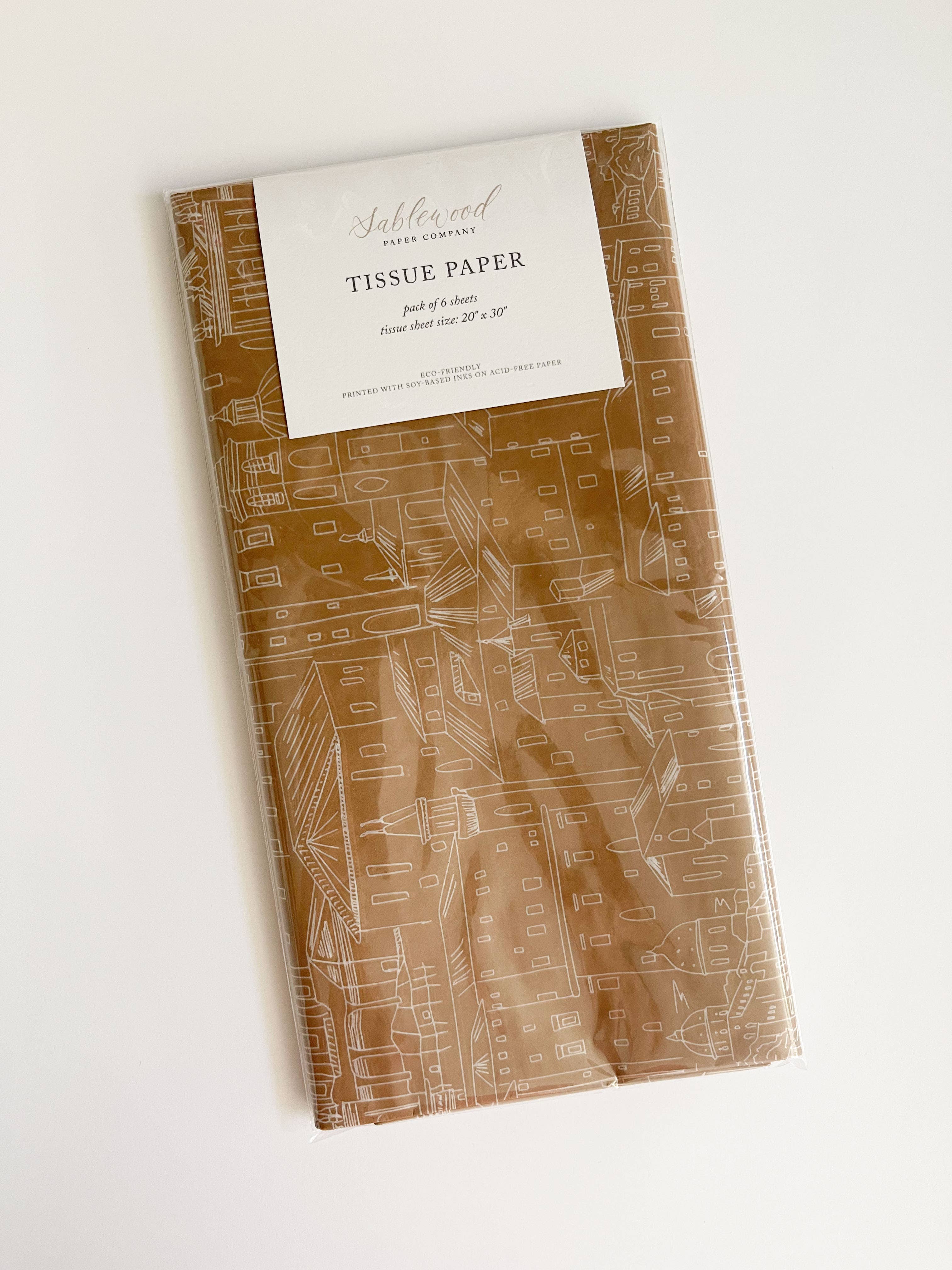 Sablewood Paper Company - Wholesale Tissue Paper - Terra Cotta City Tissue Paper – Pack of 61