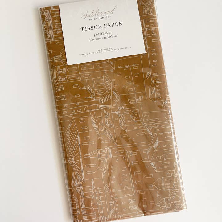 Sablewood Paper Company - Wholesale Tissue Paper - Terra Cotta City Tissue Paper – Pack of 61