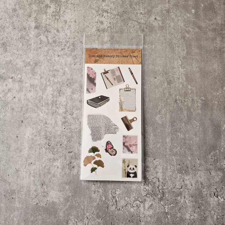 Time and Memory Sticker Sheet for wholesale by Miyo Art Design