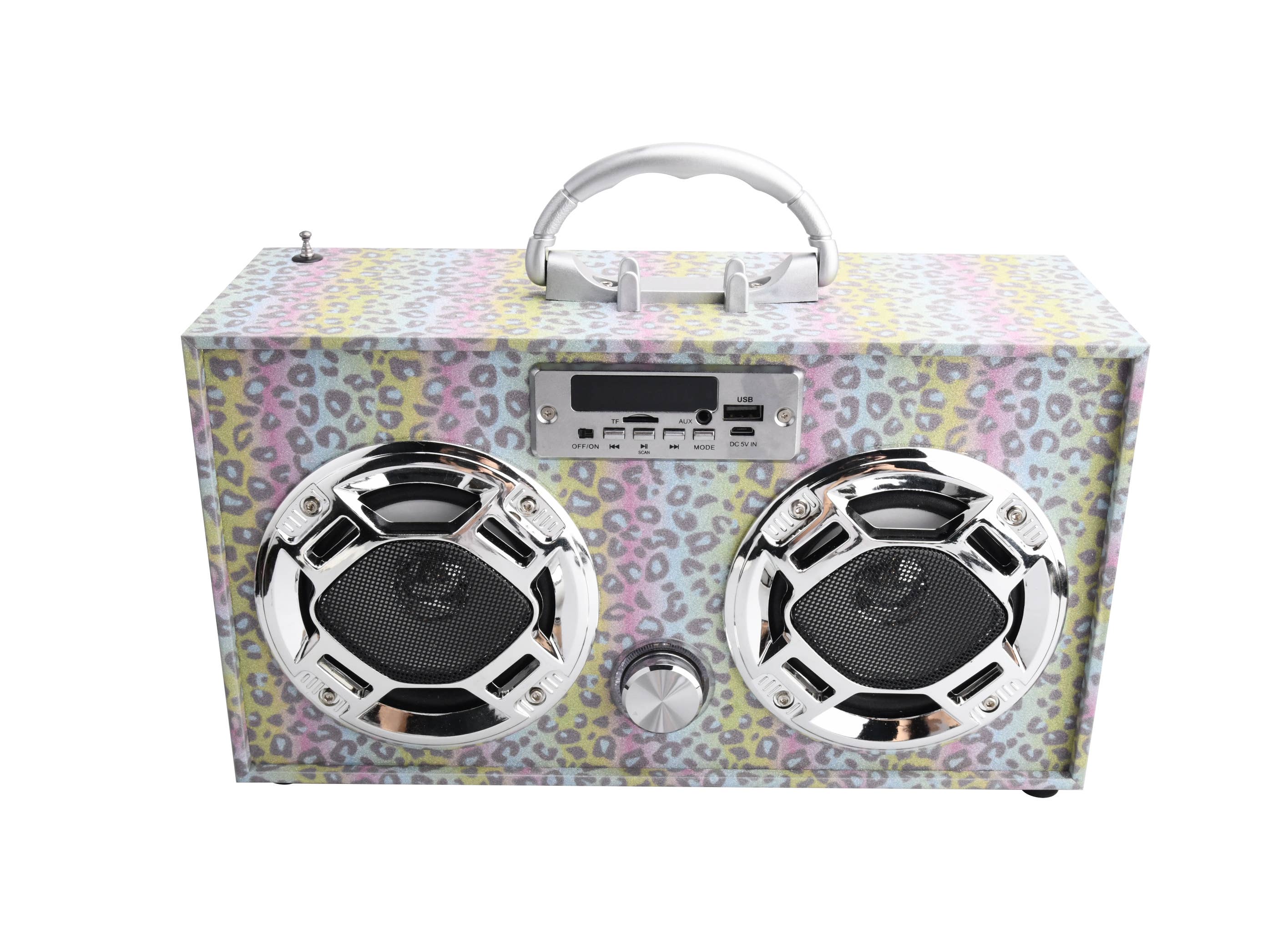 Trend Tech Brands - Vente Haut-parleurs - Boombox sans fil Glitter Leopard avec radio FM2