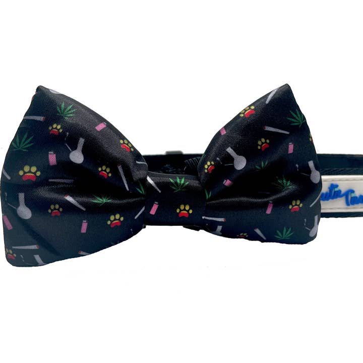 Cutie Ties - Wholesale Pet bow tie – Dog - Marijuana Black Weed Dog Bow Tie