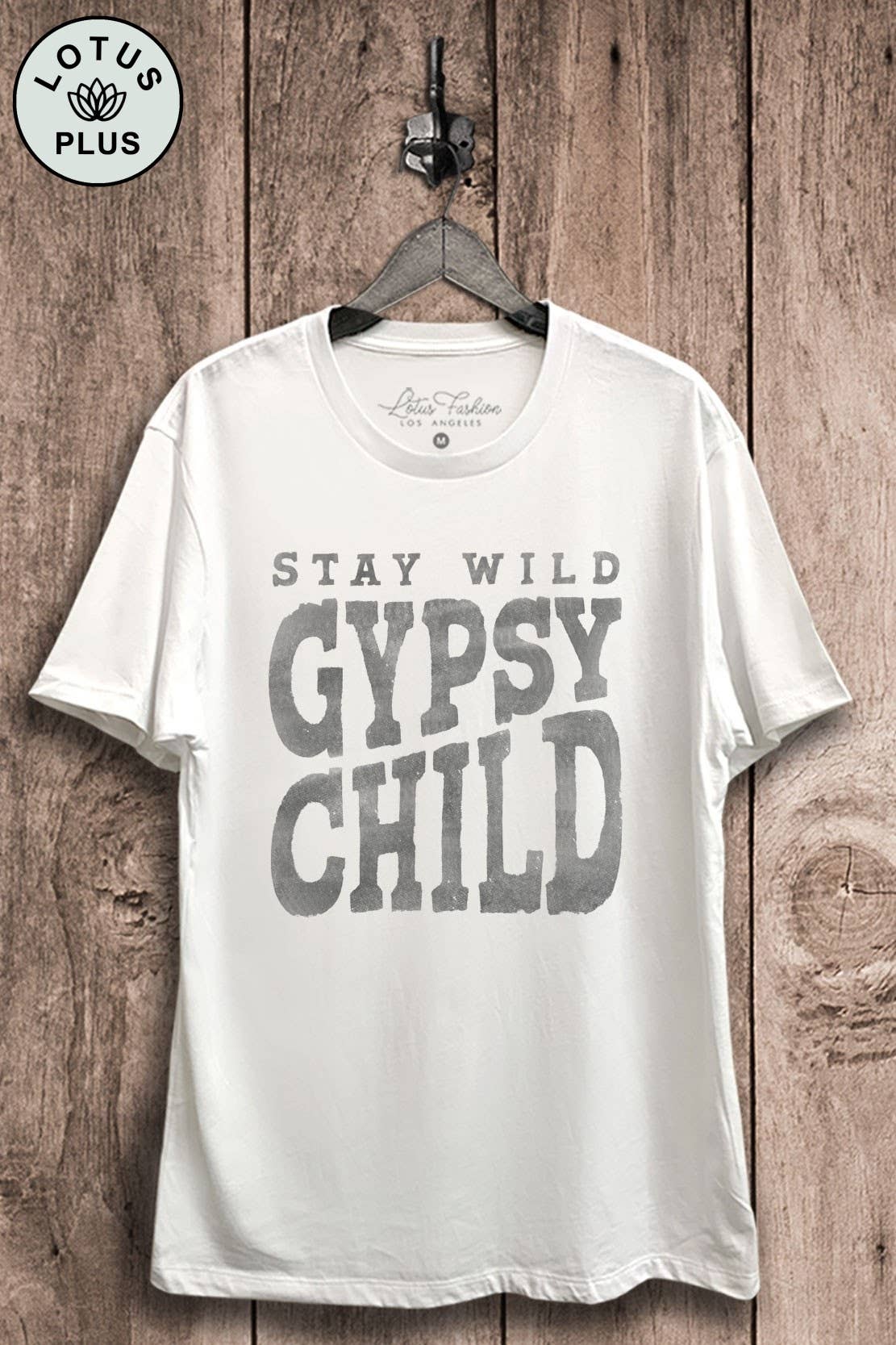 Lotus Fashion Collection – Großhandel T-Shirt mit Siebdruck – Damen – Stay Wild Gypsy Child Top mit Grafik3