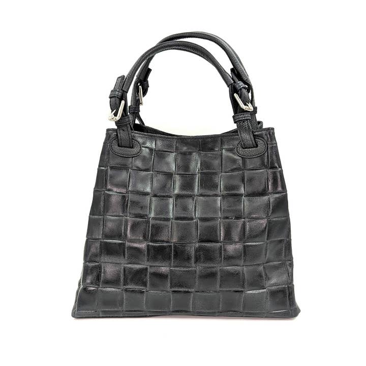 Sac à main classique en cuir tressé épais avec bretelles beige neutre pour la vente par Tempest Designs