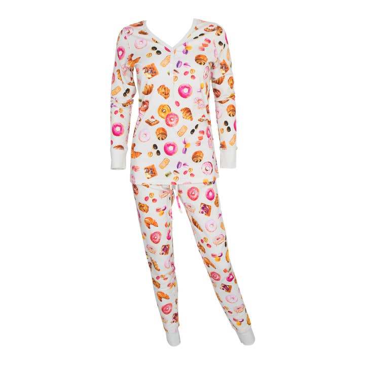 Ensemble de pyjama jogger/henley pour femme - Pâtisserie pour la vente par Pink Elephant Brands