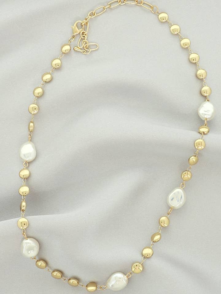Baroque Pearl and Bead Chain Necklace for wholesale by SP Sophia Collection