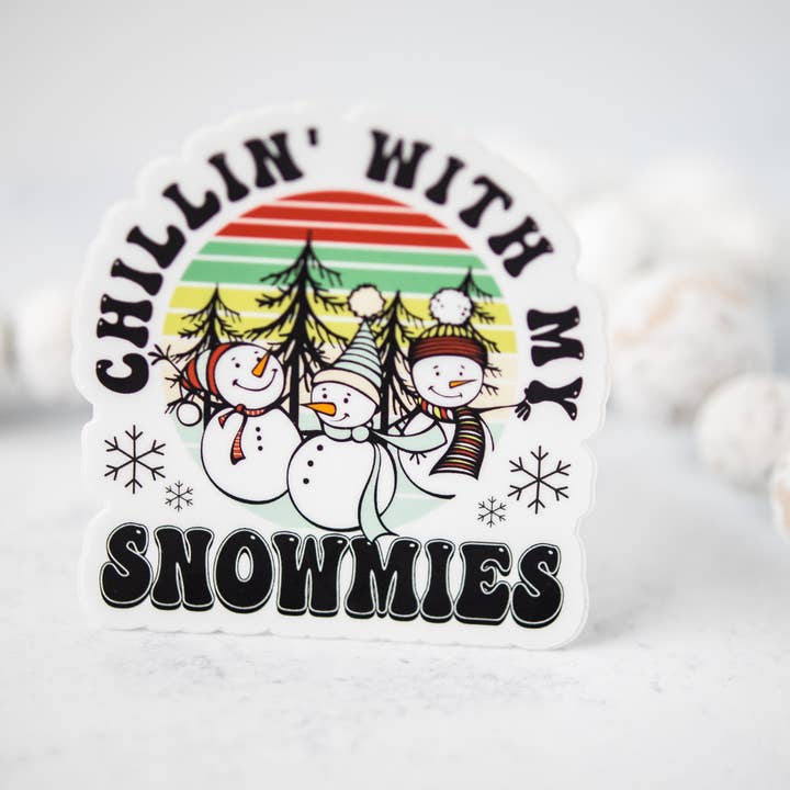 Savannah and James Co - Wholesale Sticker - Chillin' With My Snowmies, White Vinyl Sticker, 3x3 in.5