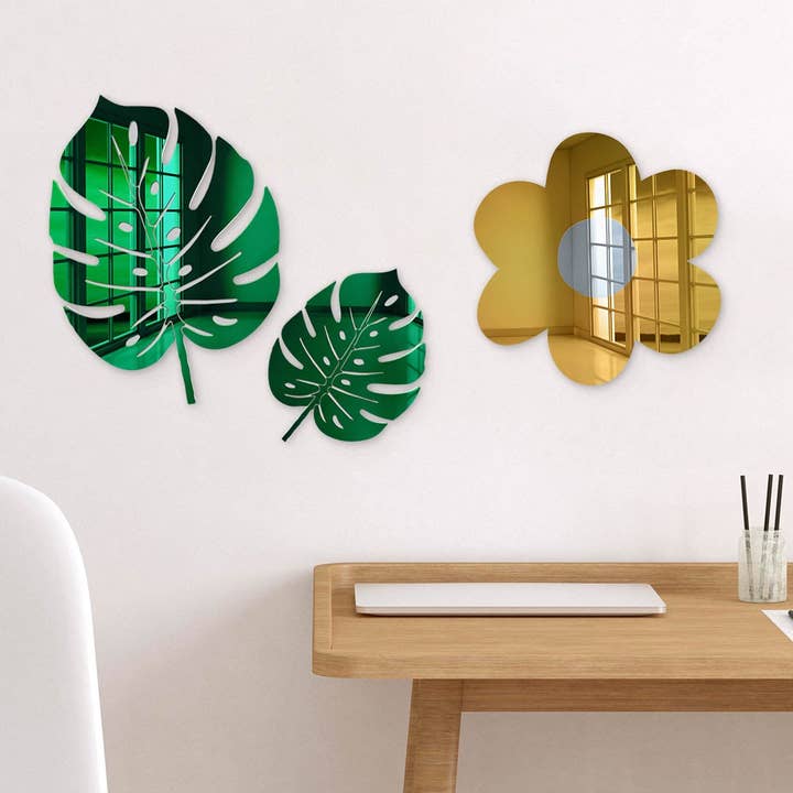 4ArtWorks - Venta al por mayor Espejos de pared - Hojas de Monstera Deliciosa | Arte acrílico | Decoración de pared con espejo5