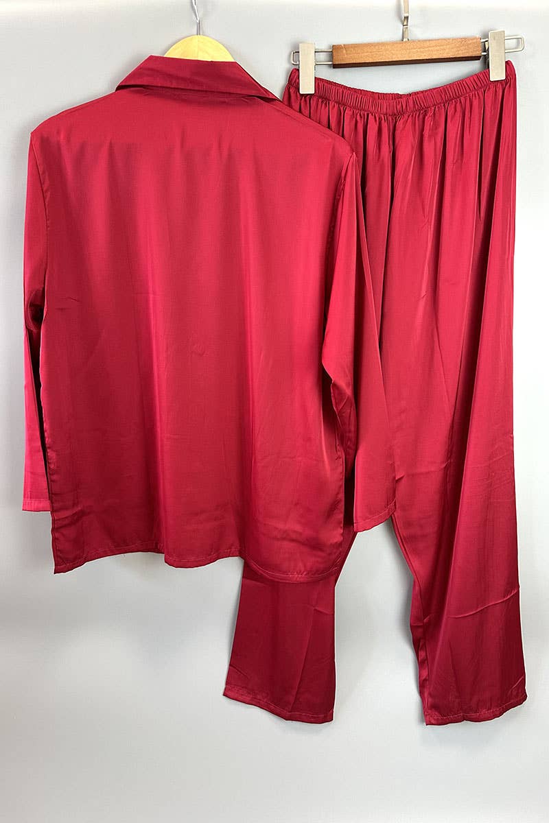 Belle Com'Elle - Vendita all'ingrosso Completo pigiama - Donna - Pigiama da donna con camicia a maniche lunghe e pantaloni in seta sintetica5